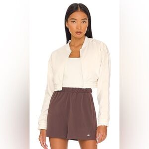 🤍Alo Yoga Prizewinner Cropped Bomber Jacket In Ivory. size small.